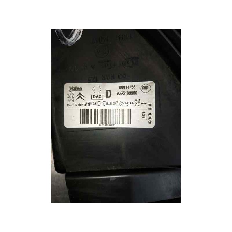 Recambio de faro derecho para citroen c-elysée referencia OEM IAM 9675139980 620595200 620504800