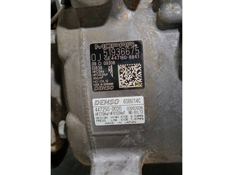 Recambio de compresor aire acondicionado para jeep renegade limited referencia OEM IAM 4471608841 51936675 4472500020