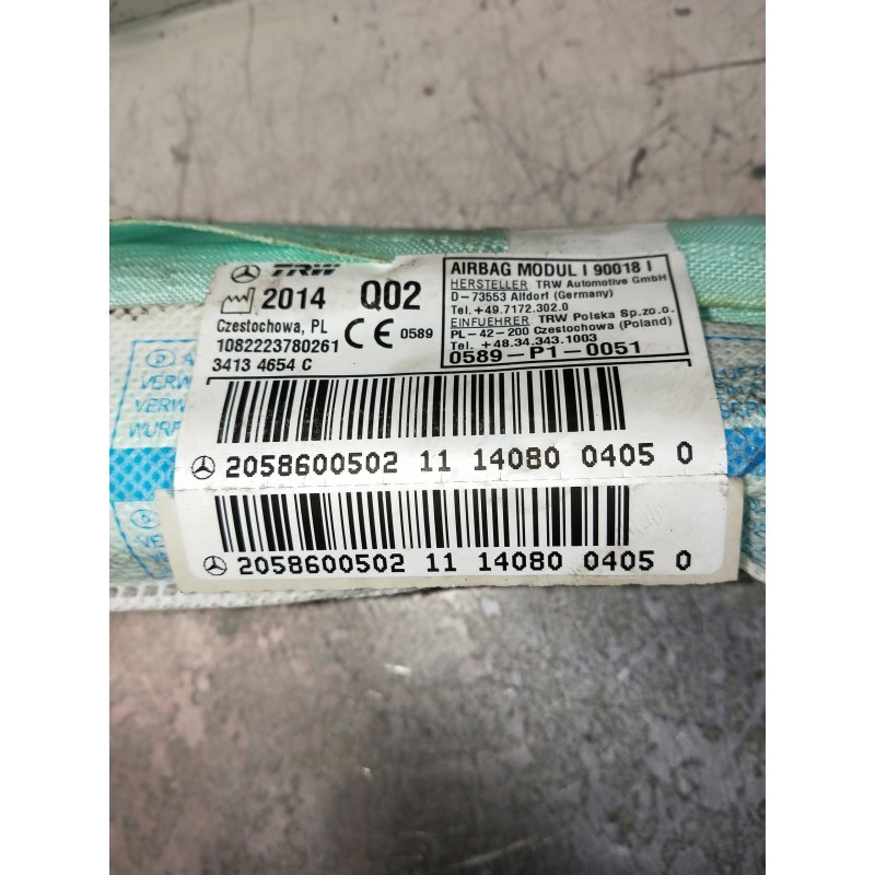 Recambio de airbag cortina delantero derecho para mercedes clase c (w205) lim. referencia OEM IAM 2058600502 2058600502 10822237