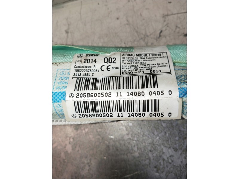 Recambio de airbag cortina delantero derecho para mercedes clase c (w205) lim. referencia OEM IAM 2058600502 2058600502 10822237