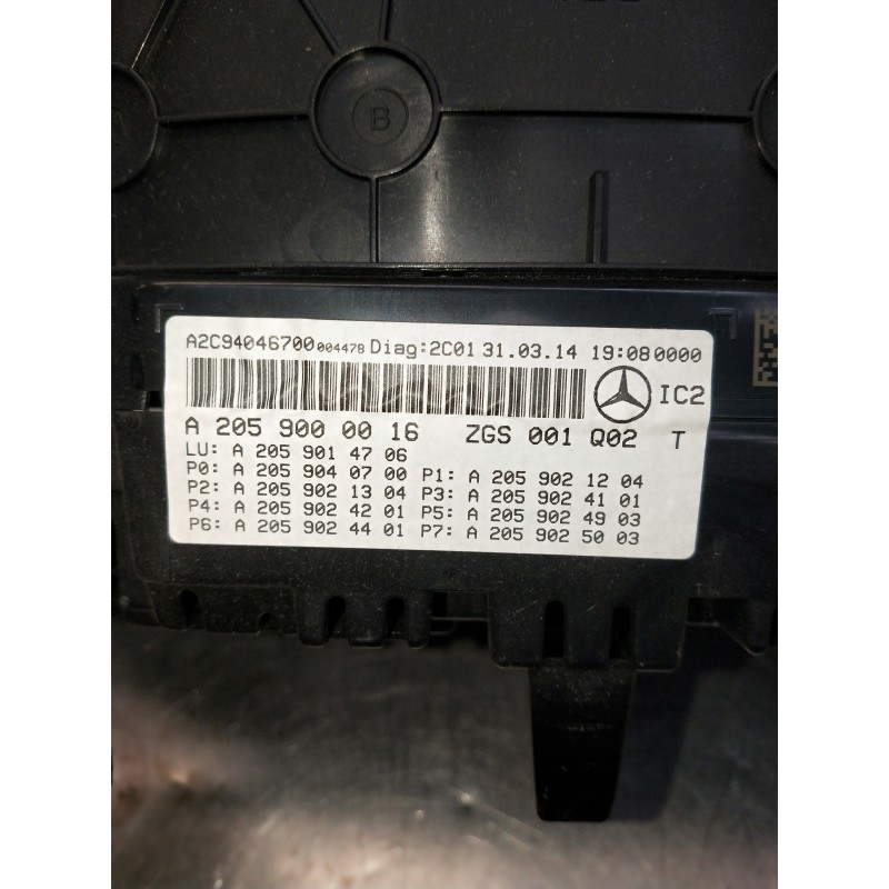 Recambio de cuadro instrumentos para mercedes clase c (w205) lim. referencia OEM IAM A2059000016 A2C94046700 A2059040700 A205901