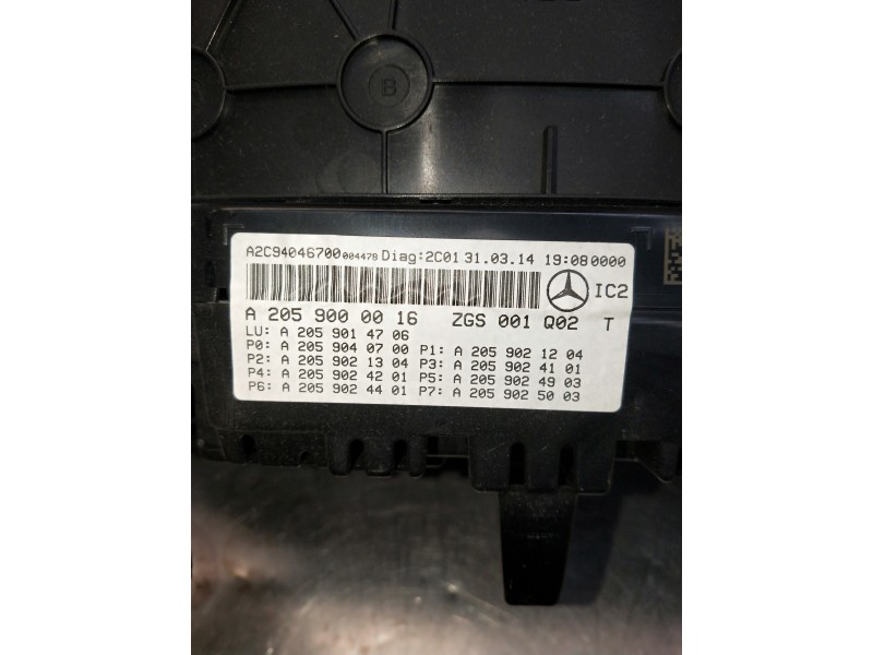 Recambio de cuadro instrumentos para mercedes clase c (w205) lim. referencia OEM IAM A2059000016 A2C94046700 A2059040700 A205901