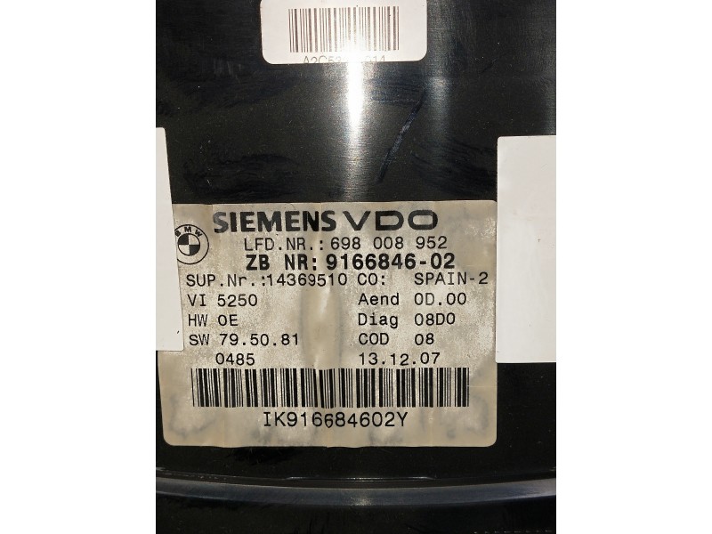 Recambio de cuadro instrumentos para bmw serie 3 coupe (e92) referencia OEM IAM 916684602 A2C53286598 698008952