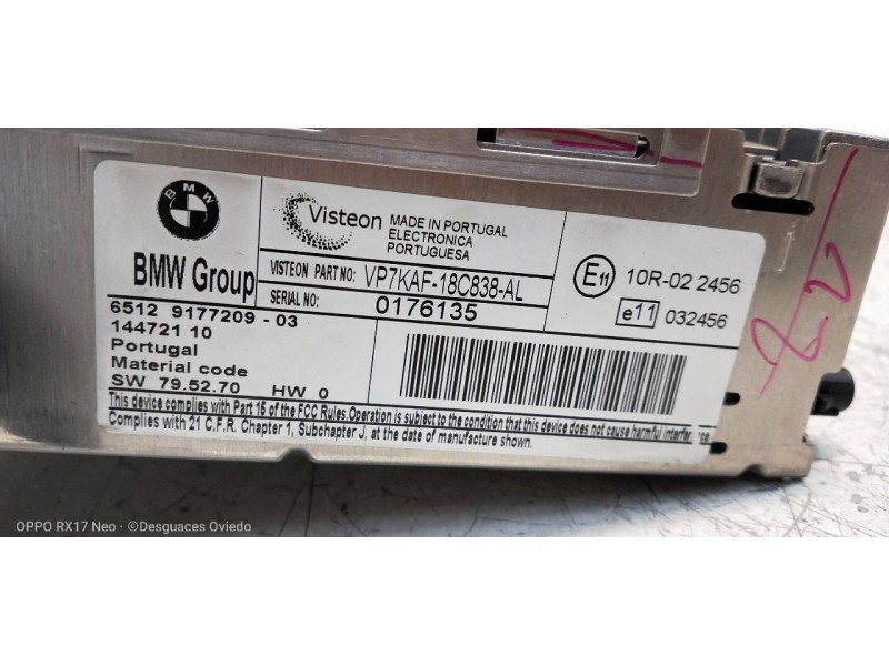 Recambio de sistema audio / radio cd para bmw serie 1 coupe (e82) 120d referencia OEM IAM 65129177209  