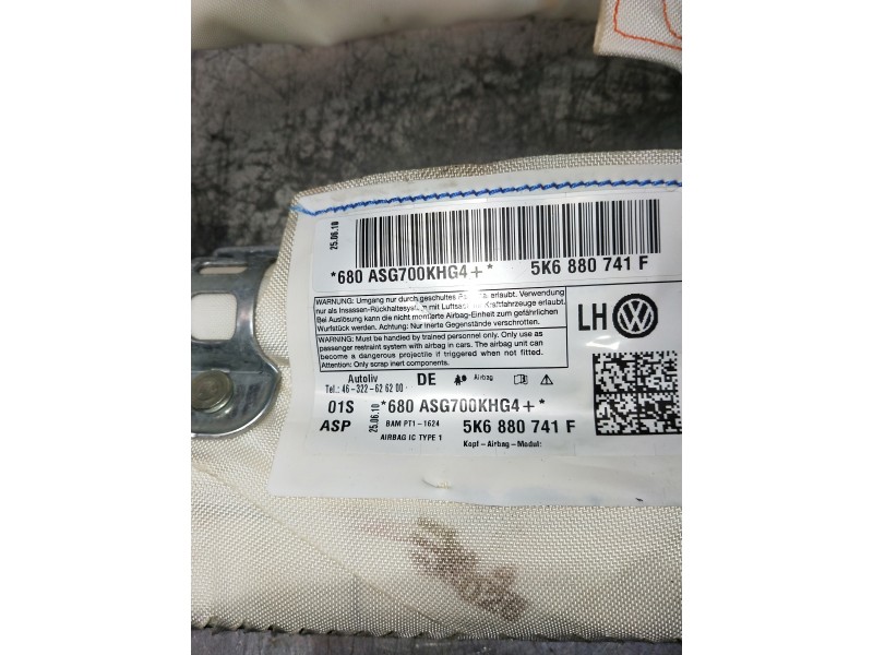 Recambio de airbag cortina delantero izquierdo para volkswagen golf vi (5k1) referencia OEM IAM 5K6880741F  