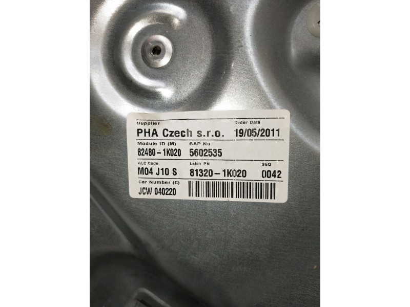 Recambio de elevalunas delantero derecho para hyundai ix20 referencia OEM IAM 813201K020 5602535 5P