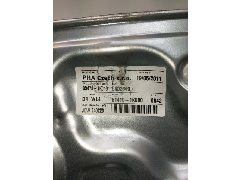 Recambio de elevalunas trasero izquierdo para hyundai ix20 referencia OEM IAM 834701K010 5602649 5P