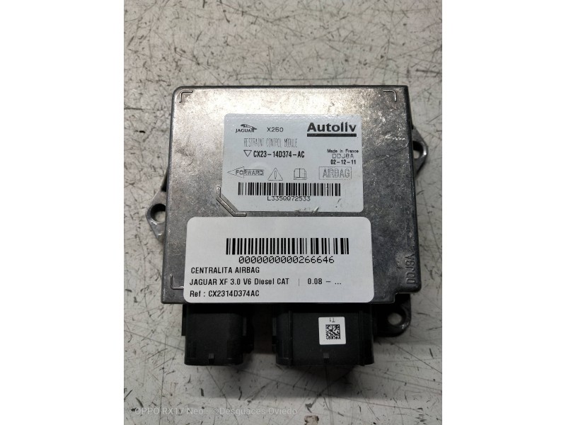 Recambio de centralita airbag para jaguar xf 3.0 v6 diesel cat referencia OEM IAM CX2314D374AC L335QQ72533 