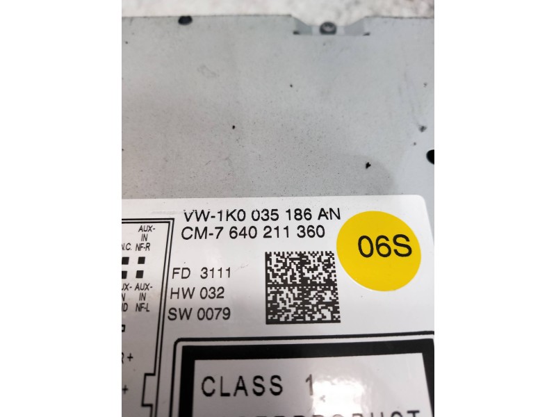 Recambio de sistema audio / radio cd para volkswagen golf vi (5k1) advance referencia OEM IAM 1K0035186AN  