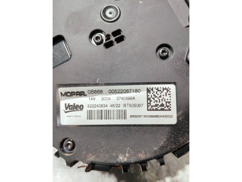 Recambio de alternador para fiat 500 312 1.0 hybrid referencia OEM IAM 00522087180 2740599A 