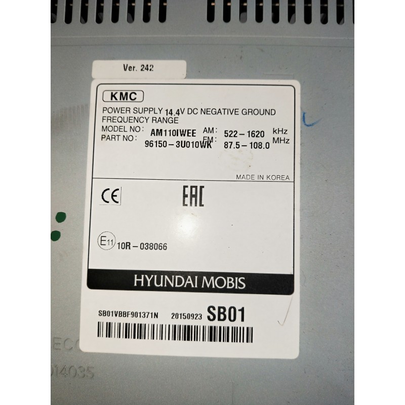 Recambio de sistema audio / radio cd para kia sportage referencia OEM IAM 961503U010WK 20150923SB01 