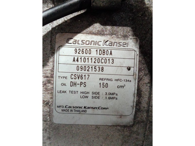 Recambio de compresor aire acondicionado para nissan qashqai (j10) referencia OEM IAM 926001DB0A A4101120C013 