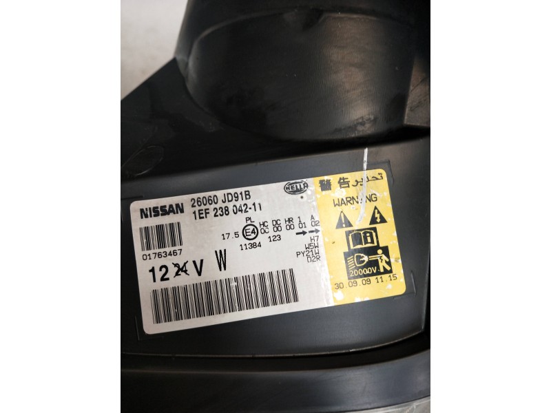 Recambio de faro izquierdo para nissan qashqai (j10) referencia OEM IAM 26060JD91B 1EF23804211 XENON
