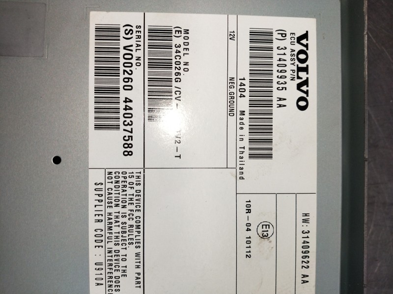 Recambio de modulo electronico para volvo v40 referencia OEM IAM 31409935 31409622 44037588