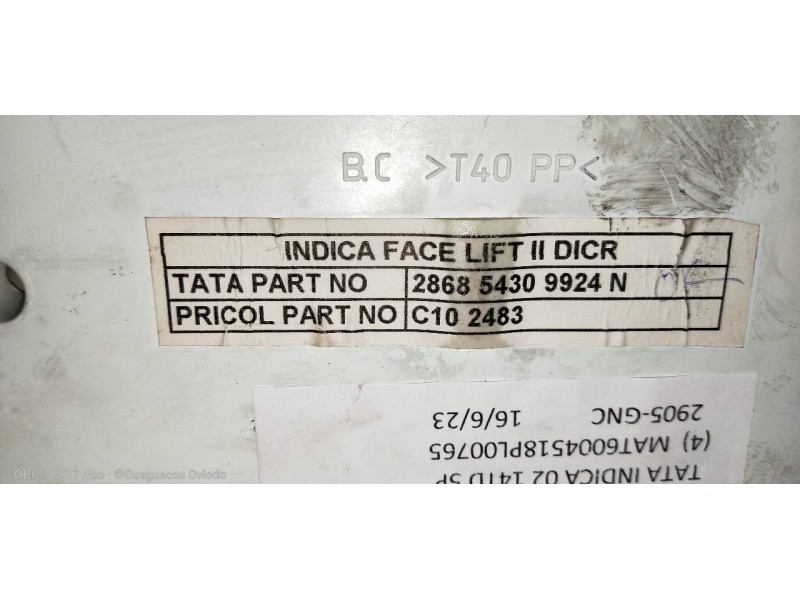 Recambio de cuadro instrumentos para tata indica 1.4 d referencia OEM IAM 2886854309924N C102483 