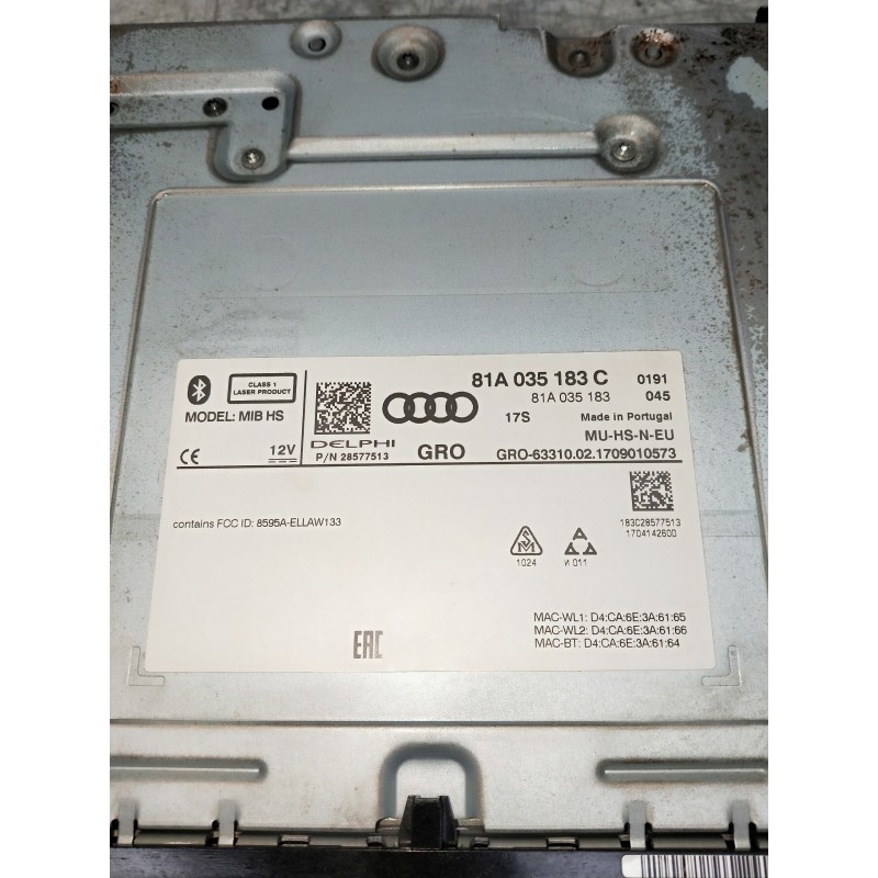 Recambio de sistema audio / radio cd para audi a3 sedán (8vm) referencia OEM IAM 81A035183C 28577513 1709010573