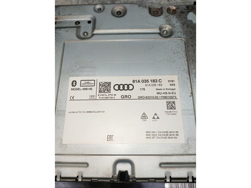 Recambio de sistema audio / radio cd para audi a3 sedán (8vm) referencia OEM IAM 81A035183C 28577513 1709010573