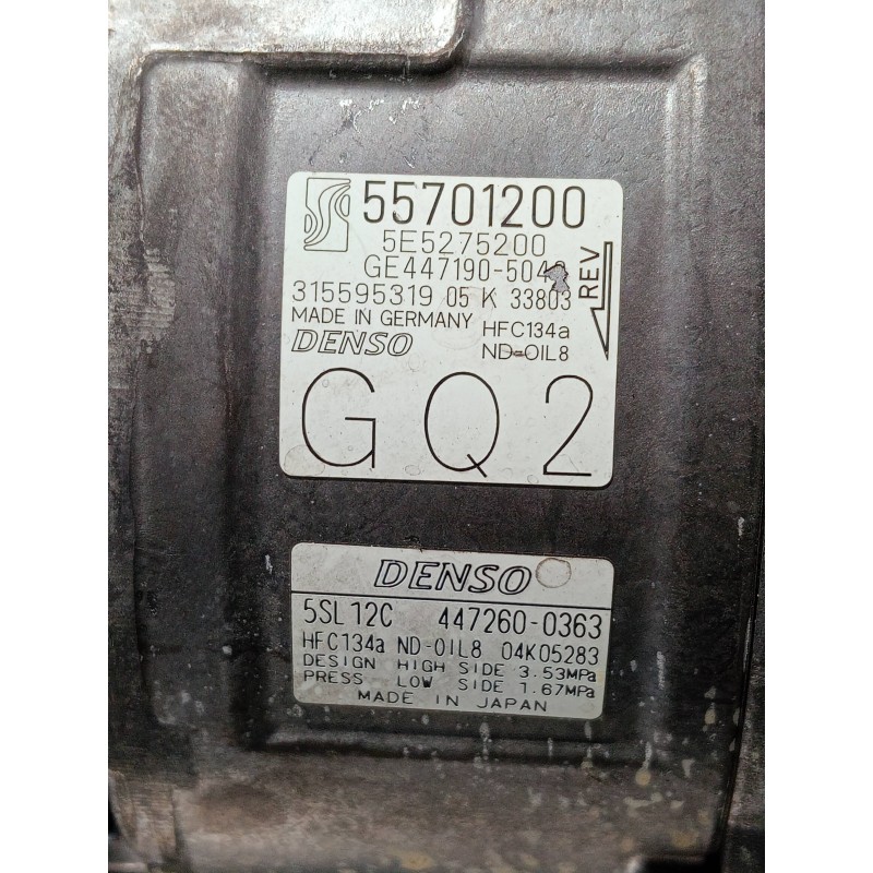 Recambio de compresor aire acondicionado para opel corsa d 1.4 16v referencia OEM IAM 55701200 5E5275200 4472600363