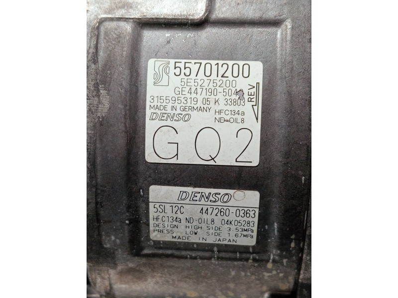 Recambio de compresor aire acondicionado para opel corsa d 1.4 16v referencia OEM IAM 55701200 5E5275200 4472600363