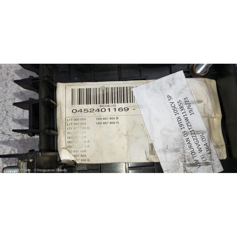 Recambio de caja reles / fusibles para volkswagen touran (1t1) 1.9 tdi referencia OEM IAM 0452401169 1K0937804B 1K0937800G 