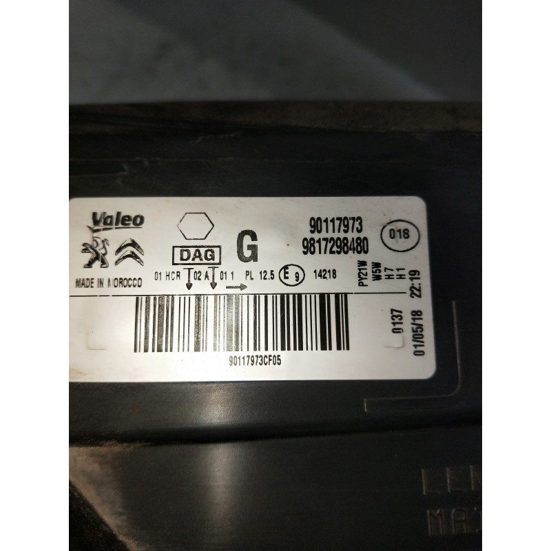 Recambio de faro izquierdo para citroen c-elysée referencia OEM IAM 9817298480 90117973 90117973CF05