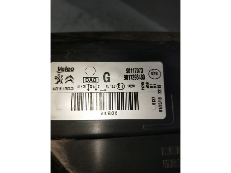 Recambio de faro izquierdo para citroen c-elysée referencia OEM IAM 9817298480 90117973 90117973CF05