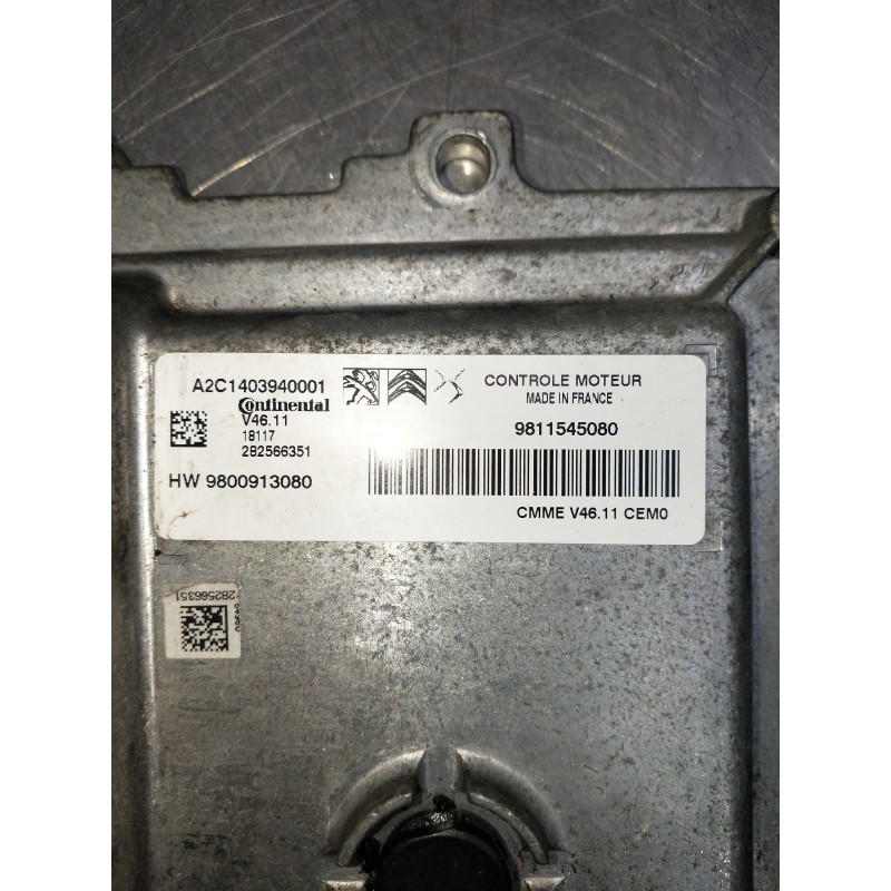 Recambio de centralita motor uce para citroen c-elysée referencia OEM IAM 980091308 9811545080 282566351. A2C1403940001