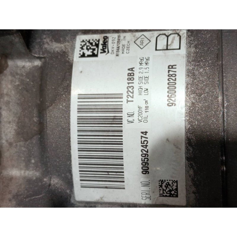 Recambio de compresor aire acondicionado para dacia sandero referencia OEM IAM 926000287R T22318BA 