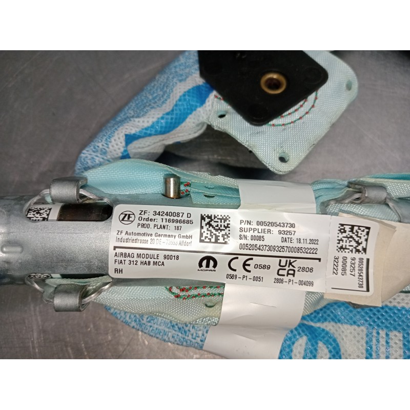 Recambio de airbag cortina delantero derecho para fiat 500 312 1.0 hybrid referencia OEM IAM   