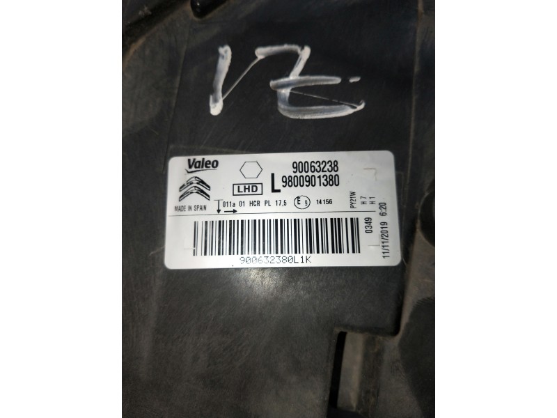 Recambio de faro izquierdo para citroen c4 cactus referencia OEM IAM 90063238 9800901380 900632380L1K