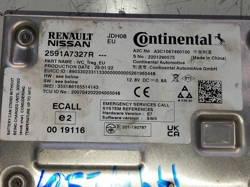 Recambio de modulo electronico para dacia spring referencia OEM IAM 2591A7327R  