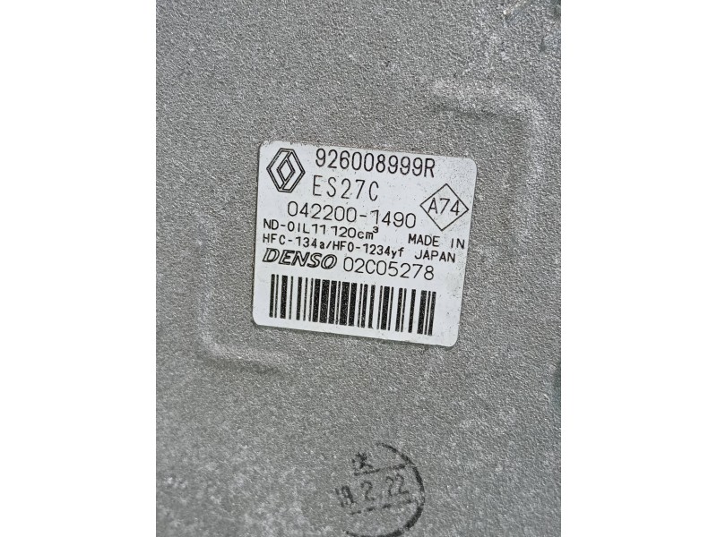 Recambio de compresor aire acondicionado para renault zoe referencia OEM IAM 926008999R 0422001490 
