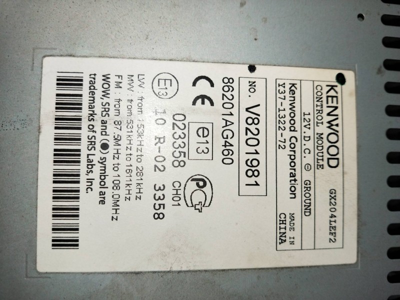 Recambio de sistema audio / radio cd para subaru legacy berl. b13 (bl) 2.0 diesel cat referencia OEM IAM V8201981 86201AG460 Y37