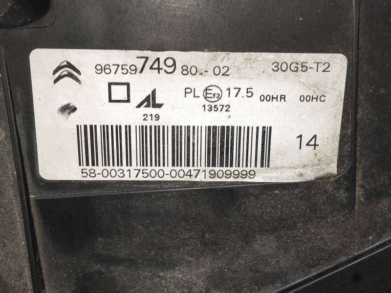 Recambio de faro derecho para citroen c4 picasso referencia OEM IAM 9675974980 580031750000471909999 
