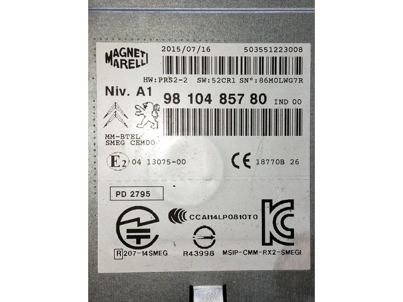 Recambio de sistema audio / radio cd para citroen c4 picasso referencia OEM IAM 9810485780  