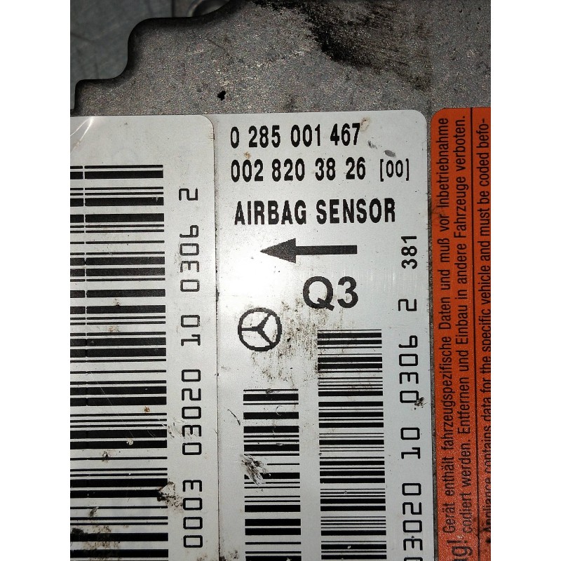 Recambio de centralita airbag para mercedes vaneo (w414) furgoneta compacta referencia OEM IAM 0285001467 002820382600 
