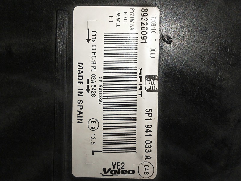 Recambio de faro izquierdo para seat altea xl (5p5) referencia OEM IAM 5P1941033A 89320091 