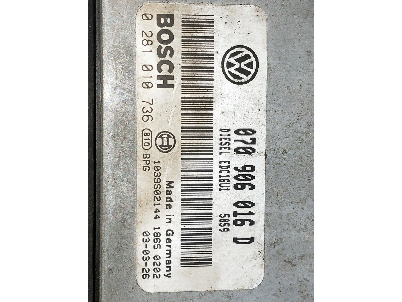 Recambio de centralita motor uce para volkswagen touareg (7la) referencia OEM IAM 0281010736 070906016 