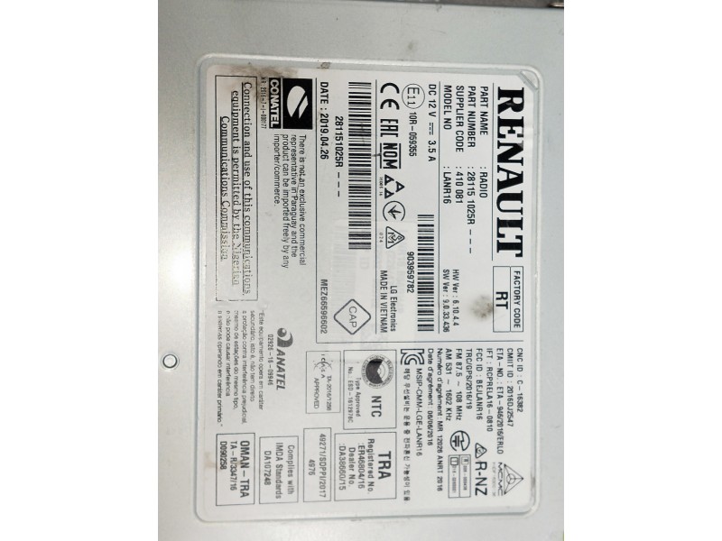 Recambio de sistema audio / radio cd para renault megane iv berlina 5p referencia OEM IAM 281151025R 410081 