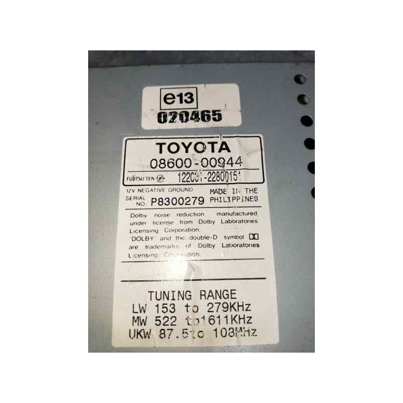 Recambio de sistema audio / radio cd para toyota rav 4 (a2) referencia OEM IAM 0860000944 1220012800151 