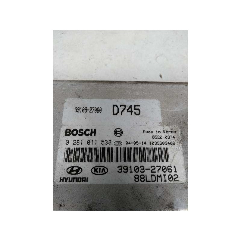 Recambio de centralita motor uce para kia cerato 2.0 turbodiesel cat referencia OEM IAM 0281011538 3910327061 3910927060 D745