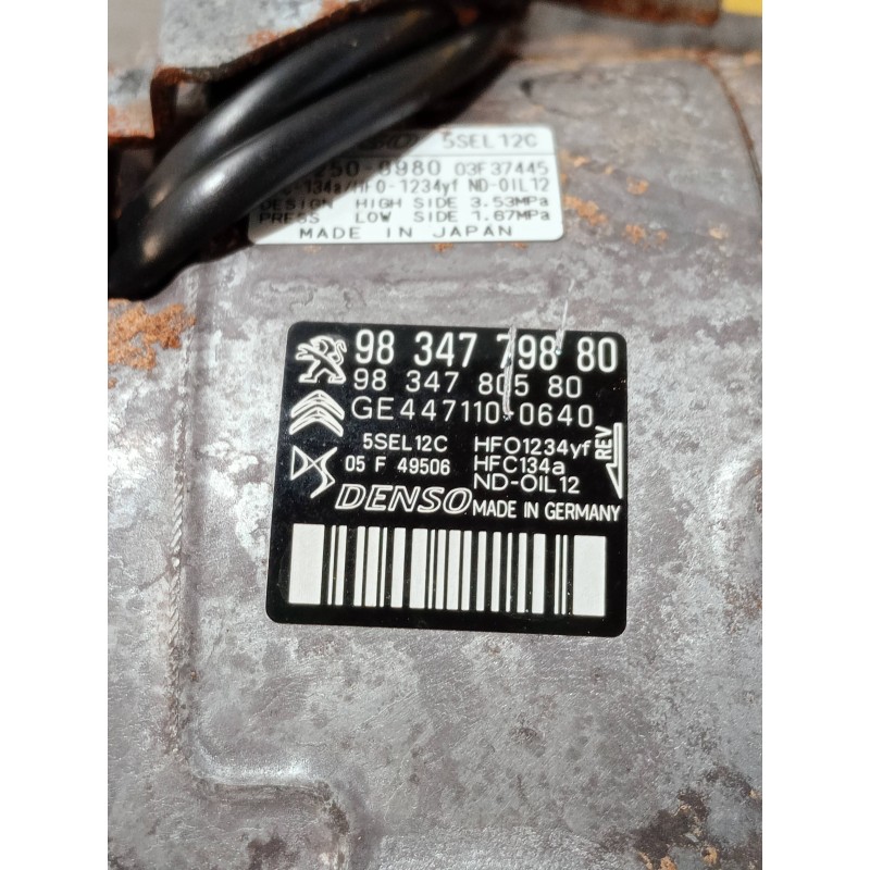 Recambio de compresor aire acondicionado para opel corsa f referencia OEM IAM 9834779880 9834780580 4471100640