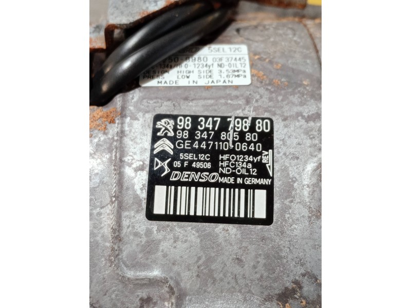 Recambio de compresor aire acondicionado para opel corsa f referencia OEM IAM 9834779880 9834780580 4471100640