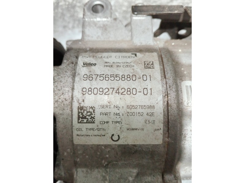 Recambio de compresor aire acondicionado para peugeot 308 referencia OEM IAM 9675655880  