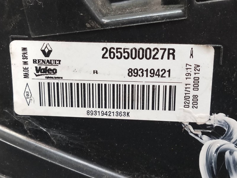 Recambio de piloto trasero derecho interior para renault megane iii sport tourer gt referencia OEM IAM 265500027R 89319421 