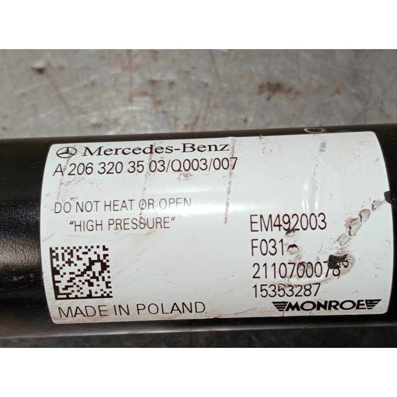 Recambio de amortiguador delantero derecho para mercedes clase c (w206) c 220 d referencia OEM IAM A2063203503  