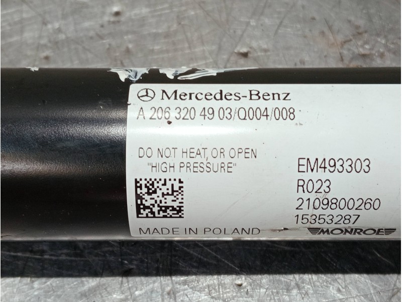 Recambio de amortiguador trasero izquierdo para mercedes clase c (w206) c 220 d referencia OEM IAM A2063204903  