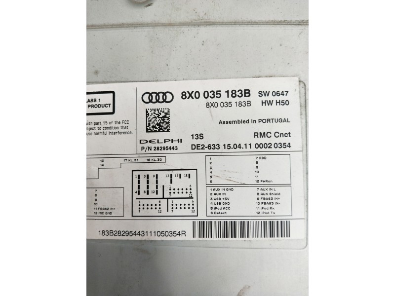 Recambio de sistema audio / radio cd para audi a1 (8x) ambition referencia OEM IAM 8X0035183B  
