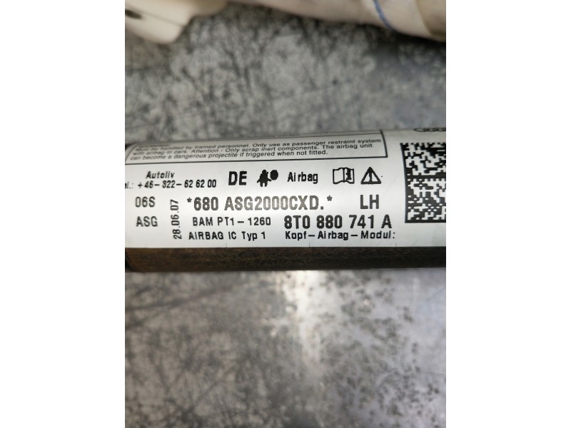 Recambio de airbag cortina delantero izquierdo para audi a5 coupe (8t) referencia OEM IAM 8T0880741A  