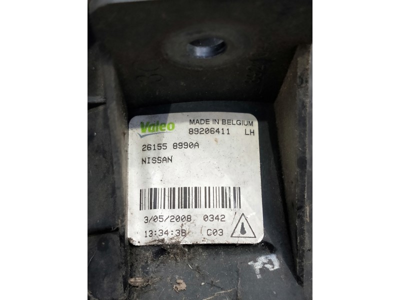 Recambio de faro antiniebla izquierdo para nissan qashqai (j10) acenta referencia OEM IAM 89206411 261558990A 